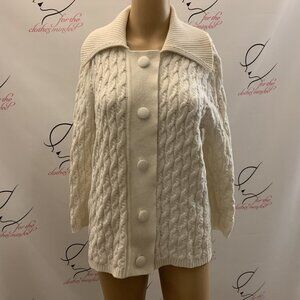 Ellen Tracy Cream Cable Knit Cardigan